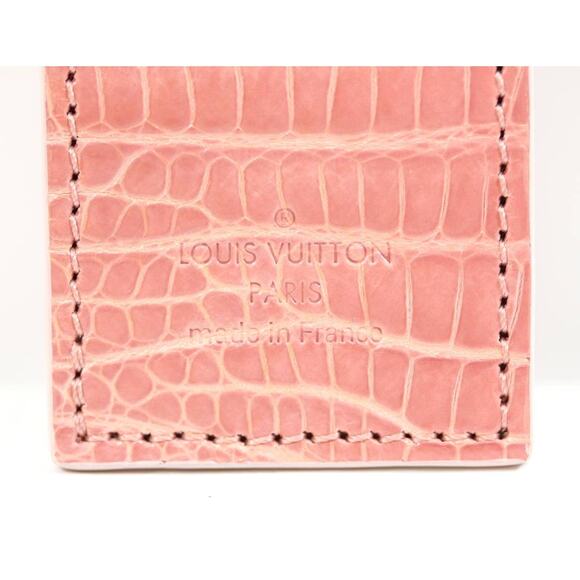 Louis Vuitton Pink Alligator Keychain Bag Charm Key Holder exotic LV Gold VIP - Picture 5 of 8